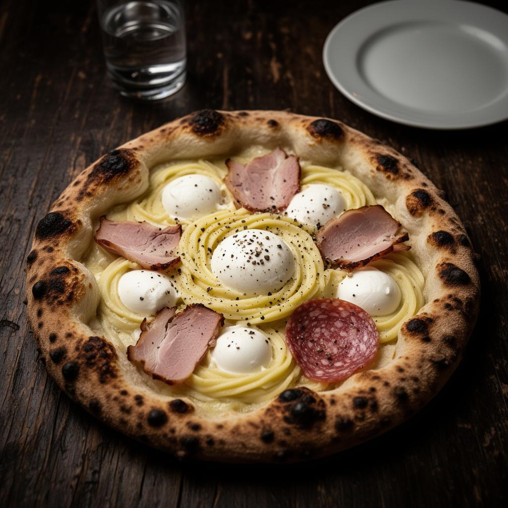 Nuni's Pizza pizza — fior di latte, potato cream, porchetta, salame Napoli, black pepper